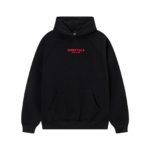 Fear of God Essentials Red Logo Black Hoodie