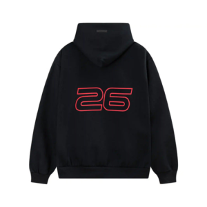 Fear of God Essentials Red Font Black Hoodie