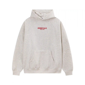 Fear of God Essentials Red Logo Oatmeal Hoodie