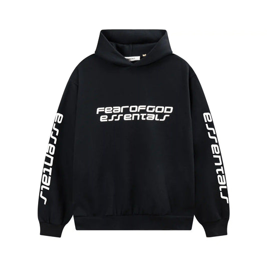 Fear of God Essentials Sleeve Logo Black Hoodie Fear of God Essentials Sleeve Logo Black Hoodie