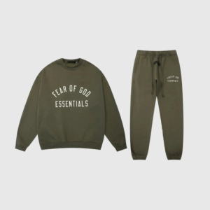 Fear of God Essentials Arch Logo Olive Green Tracksuit