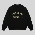 Fear of God Essentials Black Gold Script Crewneck Sweater