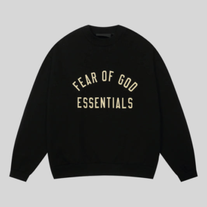 Fear of God Essentials Black Gold Script Crewneck Sweater